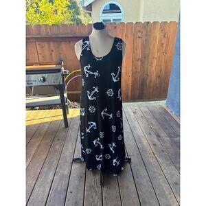 True Vintage Maxi Tank Dress Sz. S - Goth, Grunge, Whimsigoth, 90s, Nautical